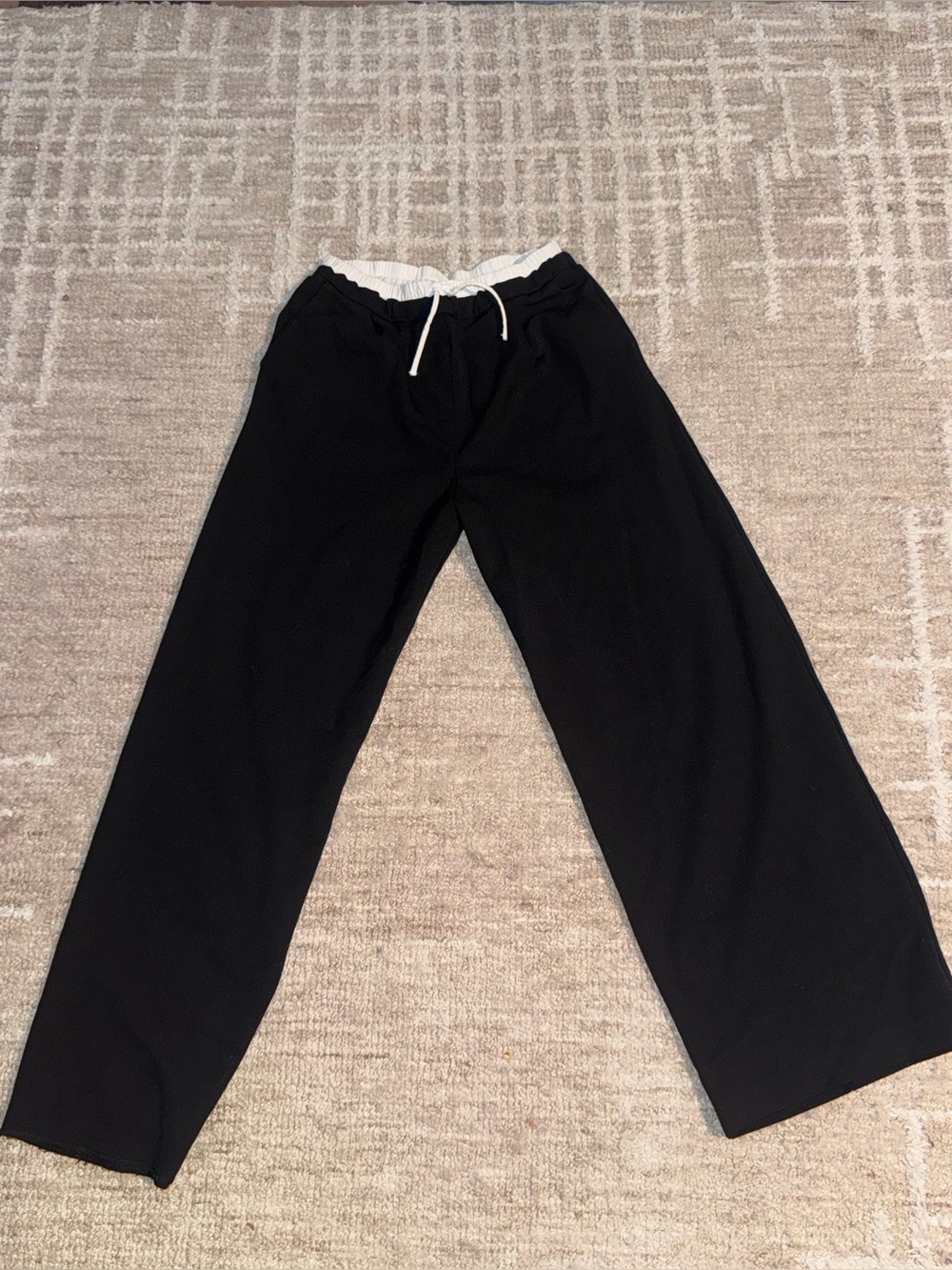 Zara girls Black Jogger Pants with White Drawstring size 11-12